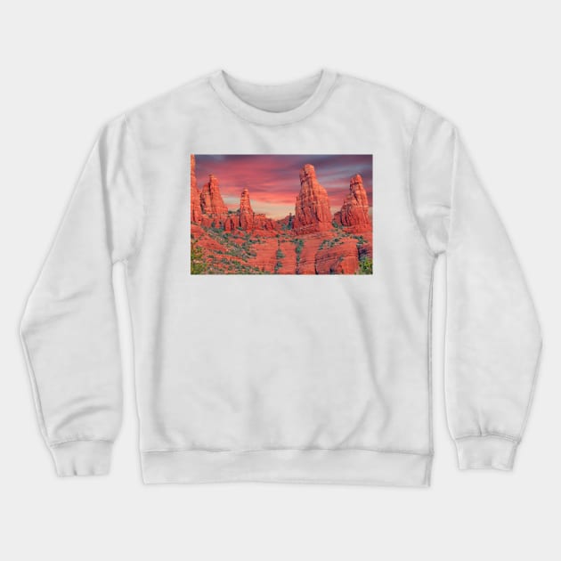 Madonna & Child with Two Nuns Red Rocks in Sedona Crewneck Sweatshirt by CPAULFELL